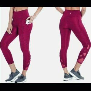 Bally Fitness- 22'' Pink Mesh-Accent Pocket High-Waist Exhale Capri Legging 2X